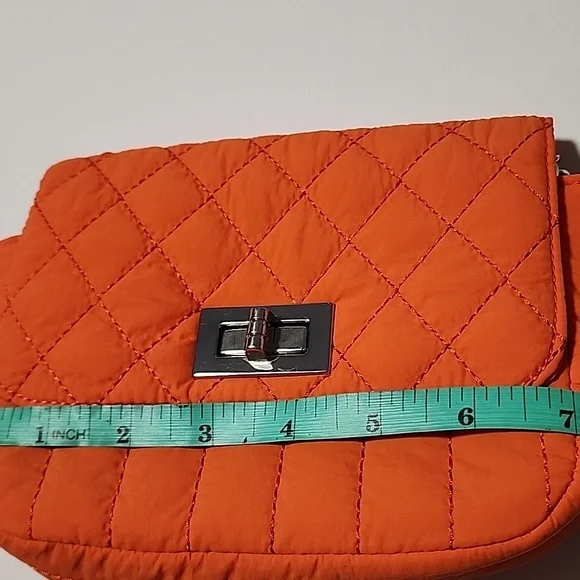 Orange Quilted Chain Crossbody Bag - Picture 8 of 14